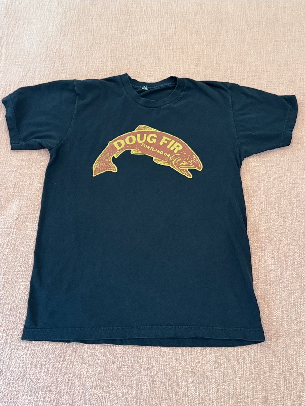 Men’s Short Sleeve Graphic T-shirt- Yellow Fish Portland Logo